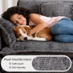 GNIXUU 112" Modular Cloud Couch Sofa, Modern Chenille L Shaped Sectional Couches for Living Room, Comfy Deep 4 Seater Sofa with Movable Ottoman & 2 Pillows(Gray) - Image 7
