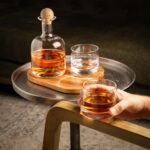 Cork & Mill Whiskey Decanter Set, Hand-Blown Lead-Free Crystal 800ml Liquor Decanter for Bourbon and More, Two 8oz Old Fashioned Glasses, Acacia Wood Stopper & Display Tray, Ideal Whisky Gift Set - Image 6
