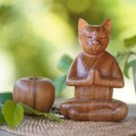 NOVICA Brown Animal Themed Suar Wood Sculpture, 6.5" Tall 'Cat in Deep Meditation' - Image 2