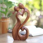 NOVICA Brown Romantic Suar Wood Sculpture , 11.75" Tall 'Everlasting Kiss' - Image 2
