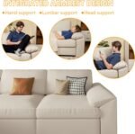 EASE MOOSE Faux Leather Sectional with Ottoman, Oversized Modular Couch, Modular Sectional Sofa with Deep Seat, Scratch Resistant Faux Leather Material, U Shaped Couch for Big Spaces, Beige - Image 7