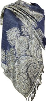 Achillea Big Paisley Pashmina Shawl Wrap for Women – Elegant Scarf for Weddings, Evening Dresses, Festivals & Daily Wear