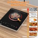 Electric Cooktop, TOPWISH 110-120V Electric Stove Top Single Burner Cooktop LED Touch Control, Child Lock, 10 Power Level, Residual Heat Indicator, 1300W Plug in Glass Countertop Burner for Cooking - Image 2