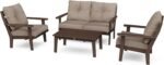 POLYWOOD® Lakeside Deep Seating Set, Mahogany/Spiced Burlap