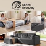 VASAGLE Boneless Couch, Modern Cloud Couch with Deep Seat, Corduroy Sofa for Living Room, Bedroom, Modular Sectional Sofa with Left-Facing Chaise, 108.3 Inches, Slate Gray ULCS181GN01 - Image 5