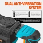 Berserker 1300W 12-Pound SDS-Max Demolition Jack Hammer, 1-9/16" 11-Amp Small Corded Electric Demo Chipping Hammer for Floor Tile Removal, Concrete Breaker with Carrying Case & 2 Chisels - Image 6