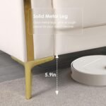 FOTOSOK 78'' Couch Sofa, Modern White Couches for Living Room with 2 Throw Pillows, Comfy Faux Leather Sofa 3 Seater with Gold Metal Legs, Cloud Sofas Couch Deep Seat Sofas (Cream White) - Image 7
