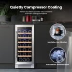 Yeego Wine Fridge Cooler - 15 Inch Wine Fridge Hold 33 Bottles, 40-65°F Wine Refrigerator Glass Door, Built in, Freestanding Under Counter Fridge for Beer Soda Drink Home Bar Office - Image 5