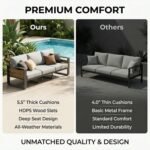 ZANDOR Aluminum Outdoor Patio Furniture Set, 5-Piece Metal Modern Outside Sectional Conversation Lawn Furniture with Coffee Table & Washable Thick Cushions,Seating Sofa for Garden/Backyard/Porch Grey - Image 4