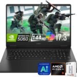 HP OMEN AI Gaming Laptop, 17.3 144Hz FHD Display, AMD Ryzen AI 9 365(>i9-13900H), GeForce RTX 5060, Copilot, RGB Backlit Keyboard,1080p Webcam, WiFi 6E, Windows 11 Home, Black(32GB DDR5 RAM | 1TB SSD)