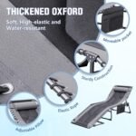Devoko 4-Fold Padded Portable Folding Outdoor Chaise Lounge Heavy Duty Reclining Chair with Pillow & Side Pocket for Patio, Beach, Pool, Camping, Sunbathing (Gray) - Image 6