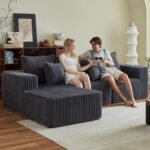 Boneless Couch for Living Room-102 Cloud Couch with Deep Seat,L-Shaped Comfy Sofa for Bedroom,Compressed Sofa in a Box,No Assembly Required(Corduroy,Grey) - Image 8