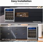 Yeego Wine Fridge Cooler - 24 Inch Wine Fridge Hold 52 Bottles, 40-65°F Wine Refrigerator Glass Door, Built in, Freestanding Under Counter Fridge for Beer Soda Drink Home Bar Office(5.12 Cu.ft) - Image 7