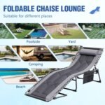 Devoko 4-Fold Padded Portable Folding Outdoor Chaise Lounge Heavy Duty Reclining Chair with Pillow & Side Pocket for Patio, Beach, Pool, Camping, Sunbathing (Gray) - Image 9