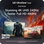 LG 32GX870A-B 32-inch Ultragear 4K UHD (3840 x 2160) OLED Gaming Monitor, Dual-Mode, 240Hz, 0.03ms, NVIDIA, AMD FreeSync Premium Pro, VESA DisplayHDR True Black 400, USB Type-C, DP2.1 - Image 3