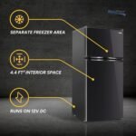 RecPro 4.4 Cu Ft 12V RV Refrigerator with Freezer | Frost-Free, Black Finish | Adjustable Shelves, Reversible Door, Built-In Lock | Off-Grid Camper Fridge | 19.5”W x 23.5”D x 43.5”H - Image 4