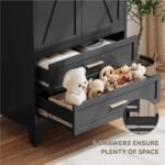 Metal Wardrobe Cabinet with Hanging Rod,71" Armoire Wardrobe Closet with Adjustable Shelves,Farmhouse Steel Clothing Storage Cabinets for Bedroom,Office,Laundry Room Black - Image 4