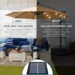 Best Choice Products 10ft Solar LED Offset Cantilever Hanging Market Patio Umbrella, 8 Sturdy Ribs, Easy Adjustment - Sand - Image 3