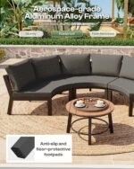 Outdoor Aluminum Patio Furniture Set, 7 Piece Curved Outdoor Sectional Sofas with Coffee Table, PE Rope Patio Conversation Sets, All-Weather Patio Couch Sets with Cushions, Graphite - Image 6