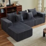 Boneless Couch for Living Room-102 Cloud Couch with Deep Seat,L-Shaped Comfy Sofa for Bedroom,Compressed Sofa in a Box,No Assembly Required(Corduroy,Grey) - Image 9