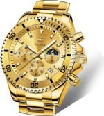 OLEVS Mens Watches Big Face Stainless Steel Waterproof Date Analog Quartz Watches Fashion BusinessWrist Watches for Men…