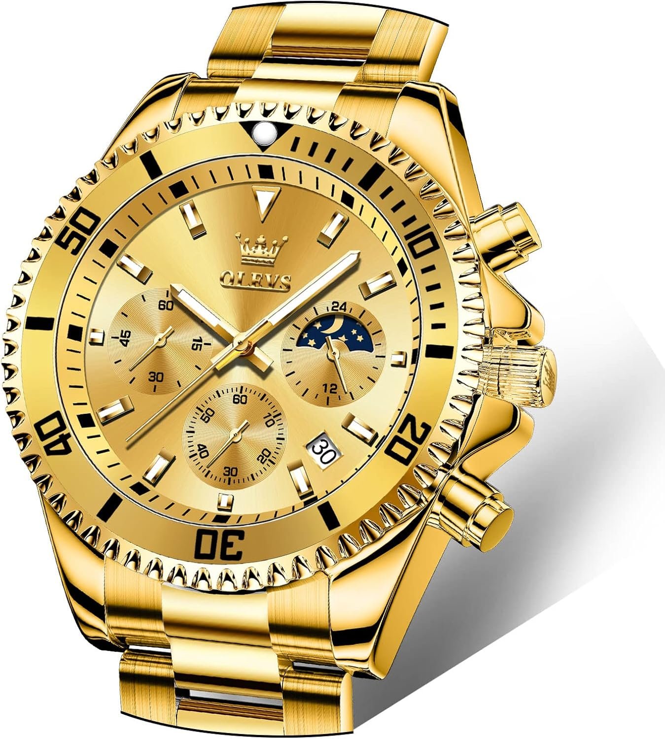 81tgAfQaASL._AC_SL1500_.jpg OLEVS Mens Watches Big Face Stainless Steel Waterproof Date Analog Quartz Watches Fashion BusinessWrist Watches for Men… - Image 1