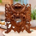 NOVICA Artisan Handcarved Wood Mask Acacia Wall of Barong from Bali Brown Indonesia Masks Cultural Balinese Traditional Carvings [12.25in H x 10.75in W x 5in D] ' Watchful Barong' - Image 4