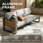 ZANDOR Aluminum Outdoor Patio Furniture Set, 5-Piece Metal Modern Outside Sectional Conversation Lawn Furniture with Coffee Table & Washable Thick Cushions,Seating Sofa for Garden/Backyard/Porch Grey - Image 8