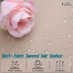 PHI VILLA 7 Piece Outdoor Dining Set with Cushion, 60” Rectangular Metal Dining Table with Umbrella Hole & 6 Cushioned Iron Chairs for Patio, Deck, Yard - Image 8