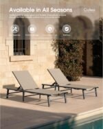 Ciokea Foldable Outdoor Lounge Chair, No Assembly Patio Chaise Lounge Outdoor with 5-Positions, Aluminum Pool Lounge Chair with Portable Design for Pool, Beach, Deck, Backyard, Khaki - Image 8