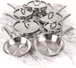 BergHOFF Belly Shape 18/10 Stainless Steel 12Pc Cookware Set, Metal Lids, Fast, Evenly Heat, Induction Cooktop Ready