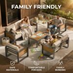 ZANDOR Aluminum Outdoor Patio Furniture Set, 5-Piece Metal Modern Outside Sectional Conversation Lawn Furniture with Coffee Table & Washable Thick Cushions,Seating Sofa for Garden/Backyard/Porch Grey - Image 3