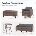 Amopatio Patio Furniture Set, Wicker Outdoor Sectional Sofa Sets, 7 Pieces Rattan Conversation Set with Storage Table, Swivel Chairs Include Waterproof, (Grey) - Image 6