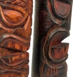 Things2Die4 Set of 2 Natural Standing Tiki Totems, 8-Inch Hand-Carved Wooden Statues, Polynesian Tribal Decor, Rustic Brown Finish, Indoor Display, Eclectic Island Home Accent - Image 8