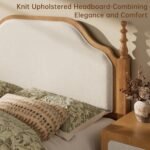 Morden Fort Solid Wood Queen Bed Frame with Headboard and 2 Nightstands,Platform Bed Frame with Knit Upholstered Headboard,Heavy Duty Bed Frame with Wood Slats Support,No Box Spring Needed-Light Brown - Image 5