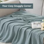 EMME Cotton Muslin Large Throw Blanket Couch Breathable Gauze Soft Lightweight Bed Blankets Adults (Heather Teal, 50"x70") - Image 4