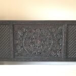 Carved Wooden Lotus Pillar Bed, Hand Crafted from Solid Mahogany Wood, Standard King