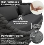 Woven Rope Patio Furniture Set: 4 Pieces Aluminum Outdoor Conversation Sofa Set Assembled - Modern Couch Set Cushioned - All Weather Metal Porch Seating for 5 Person Deck Garden Hotel, Dark Gray - Image 5