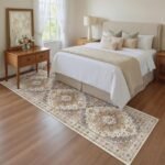 Madane Runner Rug 2x8, Washable Hallway Runner Rugs, Non-Slip Low-Pile Soft Kitchen Rug Runner Laundry Room Rug, Vintage Throw Entry Foyer Mat for Entrance Living Room (Turmeric/Grey, 2 x 8) - Image 5