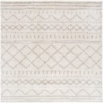 SAFAVIEH Arizona Shag Collection Area Rug - 8' Square, Ivory & Beige, Moroccan Boho Design, Non-Shedding & Easy to Clean, Ideal for Living Room, Bedroom, Dining Space (ASG741A) - Image 3