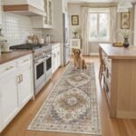 Madane Runner Rug 2x8, Washable Hallway Runner Rugs, Non-Slip Low-Pile Soft Kitchen Rug Runner Laundry Room Rug, Vintage Throw Entry Foyer Mat for Entrance Living Room (Turmeric/Grey, 2 x 8) - Image 3