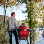 Kamado Joe® Classic Joe™ I Premium 18-inch Ceramic Charcoal Grill and Smoker in Red with Cart, Side Shelves, Grill Gripper, and Ash Tool. 250 Cooking Square Inches, 2 Tier Cooking System, Model KJ23RH - Image 2