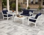 POLYWOOD® Vineyard 5-Piece Deep Seating Set in Teak/Dune Burlap - Image 2