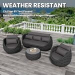 Woven Rope Patio Furniture Set: 4 Pieces Aluminum Outdoor Conversation Sofa Set Assembled - Modern Couch Set Cushioned - All Weather Metal Porch Seating for 5 Person Deck Garden Hotel, Dark Gray - Image 2