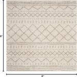 SAFAVIEH Arizona Shag Collection Area Rug - 8' Square, Ivory & Beige, Moroccan Boho Design, Non-Shedding & Easy to Clean, Ideal for Living Room, Bedroom, Dining Space (ASG741A) - Image 2
