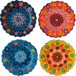 4-Piece 5-Inch Handmade Turkish Ceramic Plate Set – Wall & Table Decor & Jewelry/Ring Dish – Decorative Rings & Jewelry Tray Set