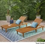 GDFStudio Outdoor Wooden Chaise Lounge, Set of 2 with Teak Finish - Image 3
