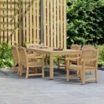 Amazonia Pennsylvania 7-Piece Outdoor Rectangular Dining Table Set | Certified Teak | Ideal for Patio and Indoors - Image 2