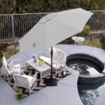 California Umbrella 9' Round Aluminum Bronze Auto Tilt in Cabana Regatta - Image 2