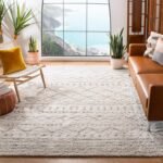 SAFAVIEH Arizona Shag Collection Area Rug - 8' Square, Ivory & Beige, Moroccan Boho Design, Non-Shedding & Easy to Clean, Ideal for Living Room, Bedroom, Dining Space (ASG741A)